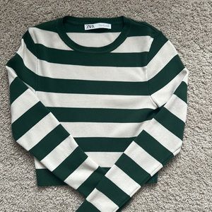 Zara Stripped Cropped Long Sleeve Size Medium